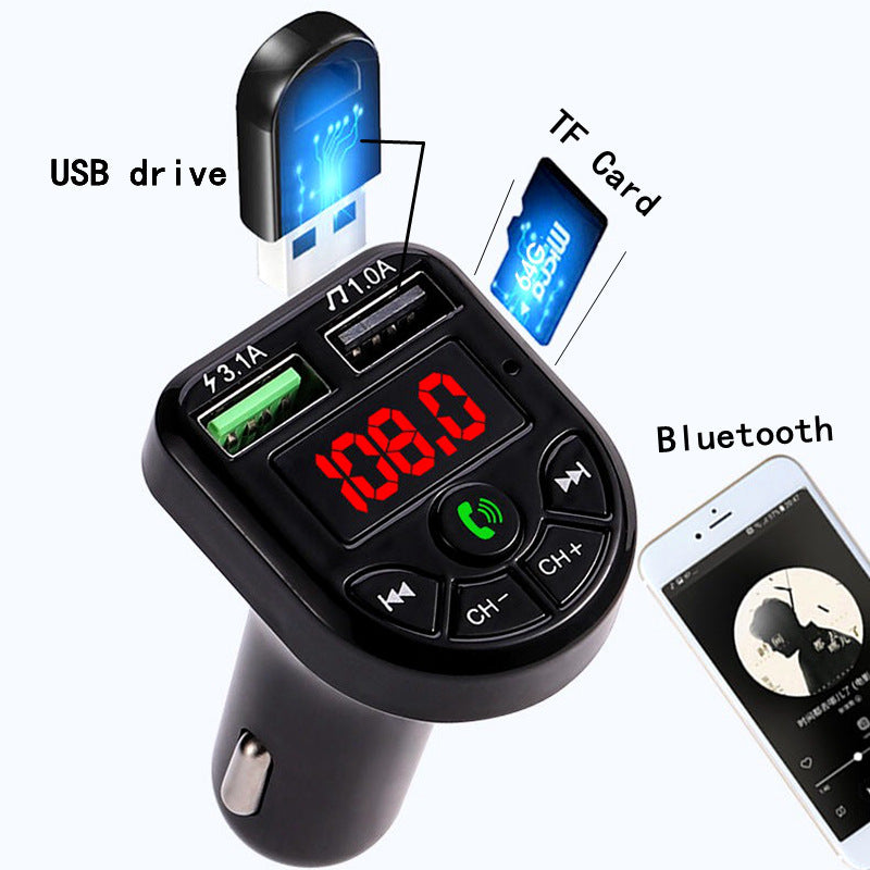 Bluetooth 5.0 FM Car Transmitter with Hands-Free Calling & Dual USB