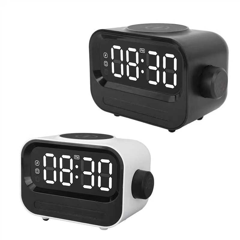 15W Wireless Charging Bluetooth Speaker Alarm Clock with RGB Light