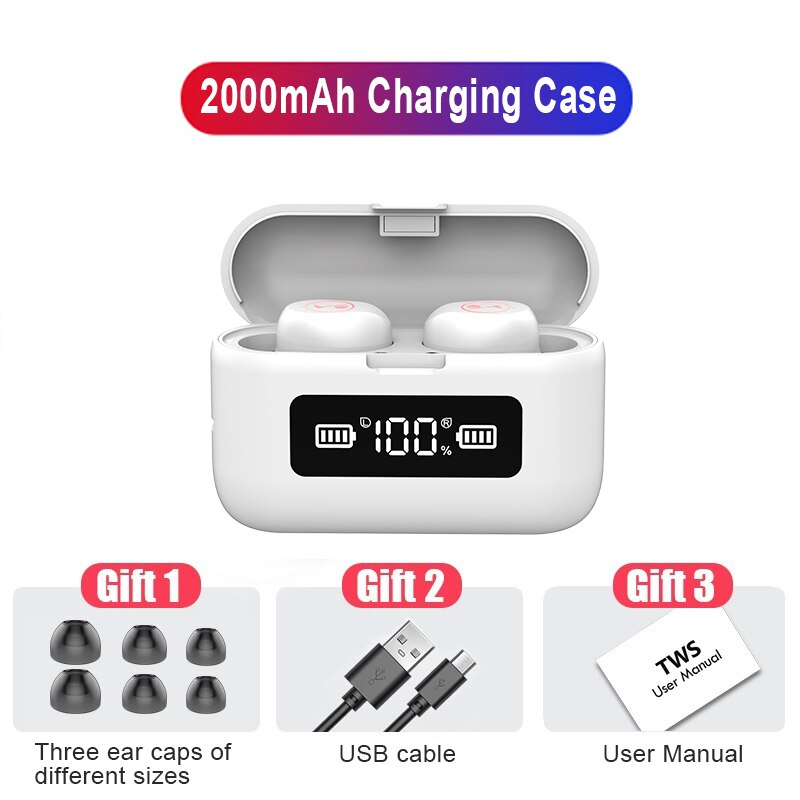 B281 Bluetooth 5.0 Wireless Earbuds with LED Display & Touch Control