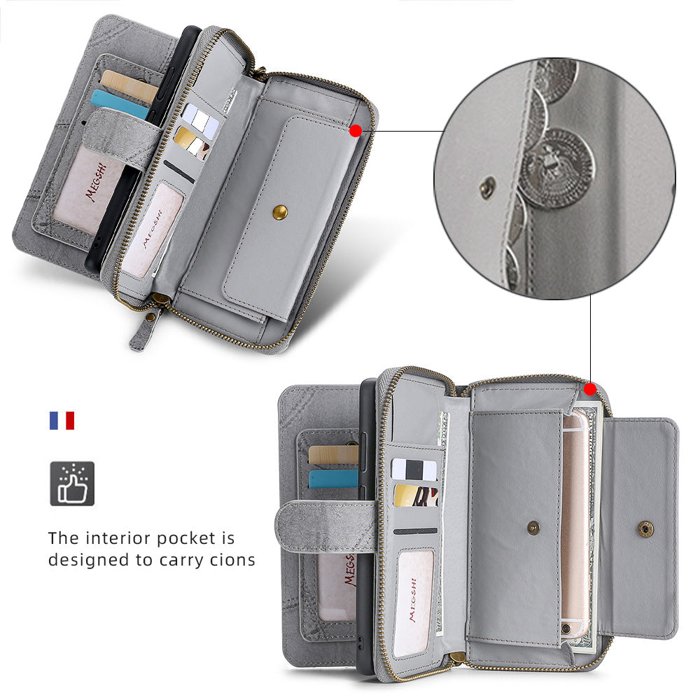 2-in-1 iPhone Wallet Case with Card Storage & Detachable Magnetic Cover