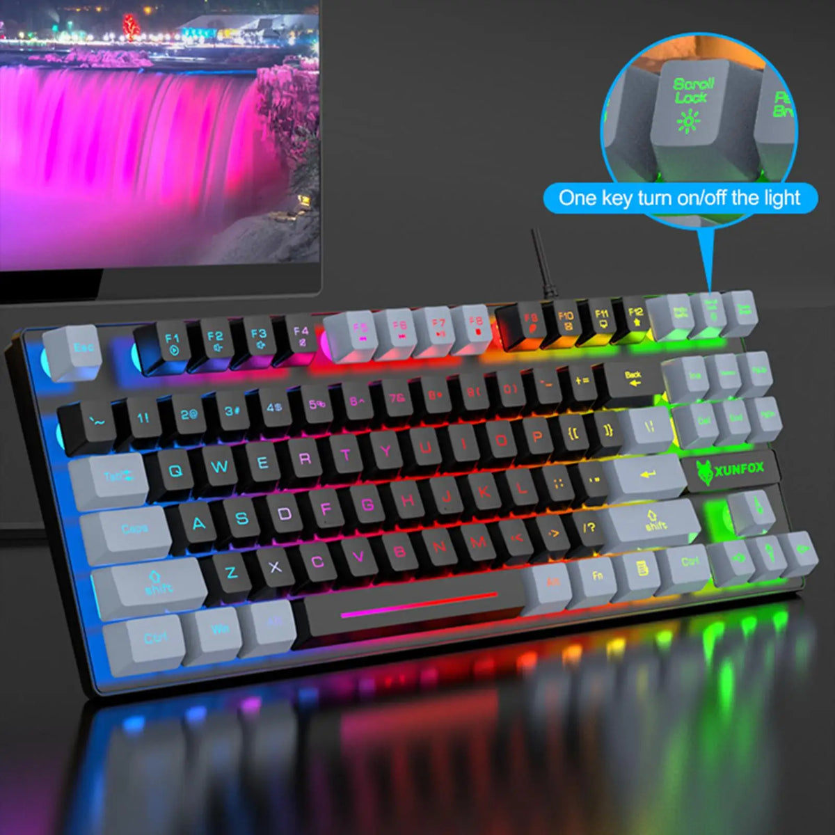 K10 87-Key LED Backlit Gaming Keyboard
