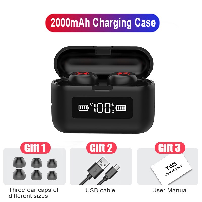 B281 Bluetooth 5.0 Wireless Earbuds with LED Display & Touch Control