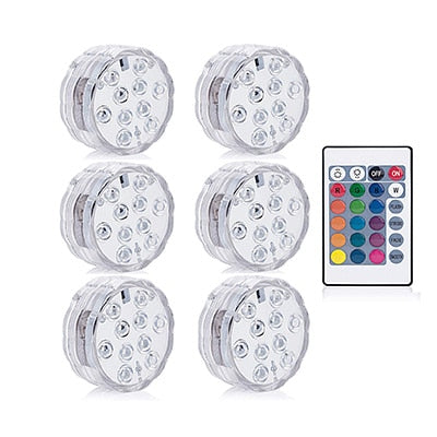 RGB Waterproof Submersible LED Lights with Remote Control