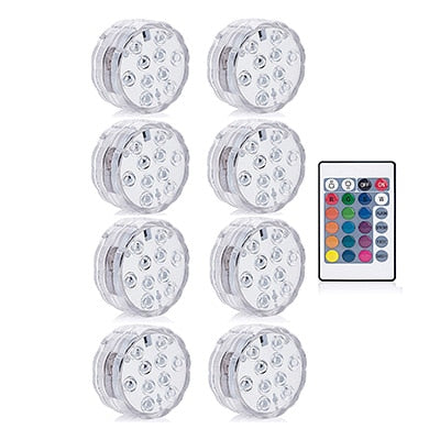 RGB Waterproof Submersible LED Lights with Remote Control