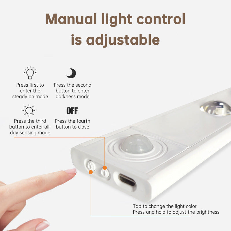 Rechargeable Motion Sensor LED Cabinet Light – 3-Color Dimmable