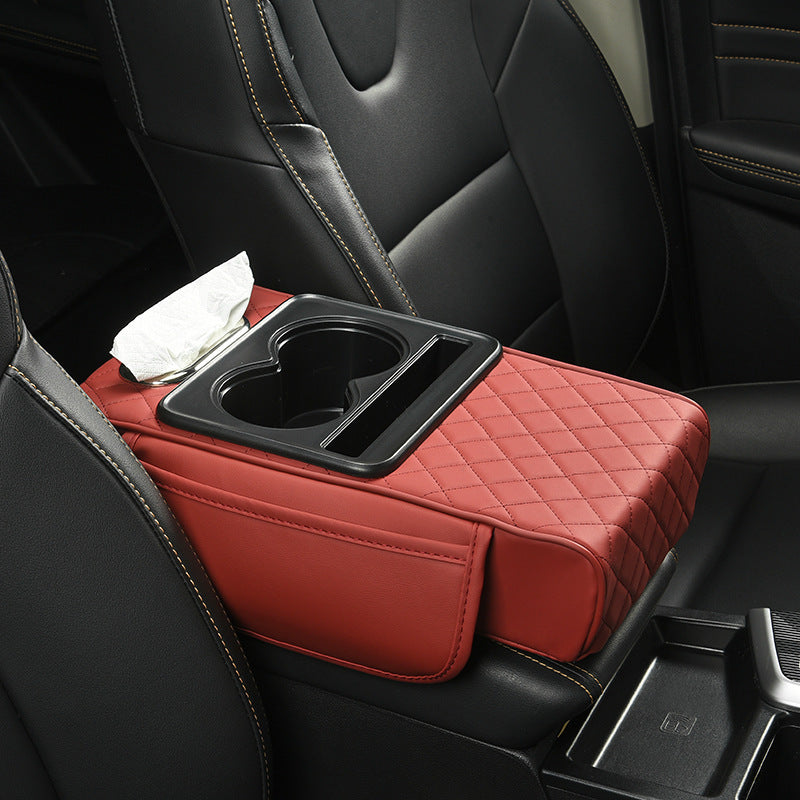 Multi-Functional Car Armrest Riser with Cup Holders, Tissue Holder & Storage
