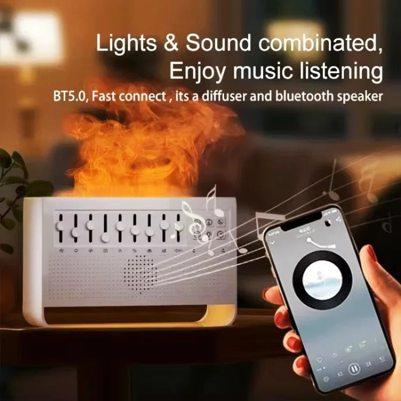 8-in-1 White Noise Bluetooth Speaker & Flame Humidifier