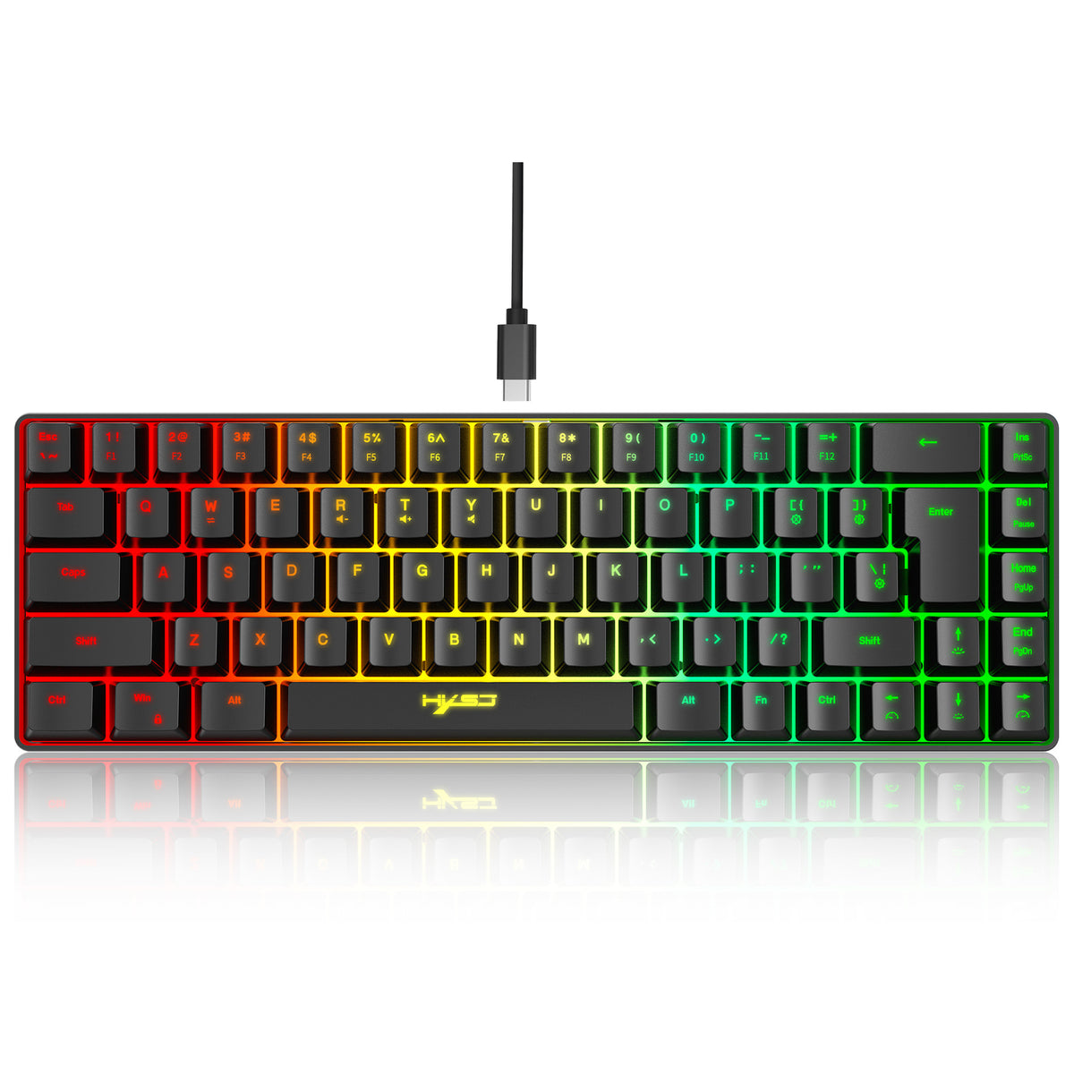 V200 68-Key Compact RGB Gaming Keyboard – Wired USB-C Membrane Keyboard