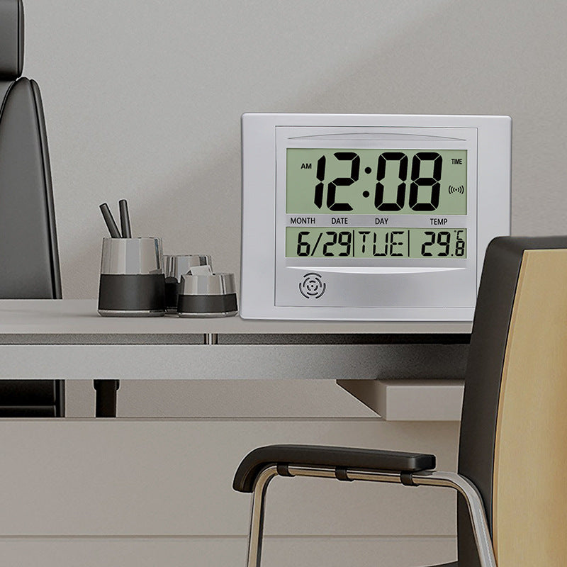 Digital LCD Wall & Desk Clock with Alarm, Calendar & Temperature Display
