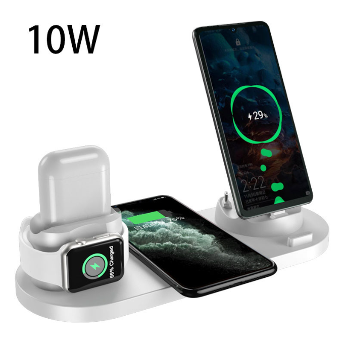 6-in-1 Wireless Charging Station for Phone, Watch & Earbuds – 10W
