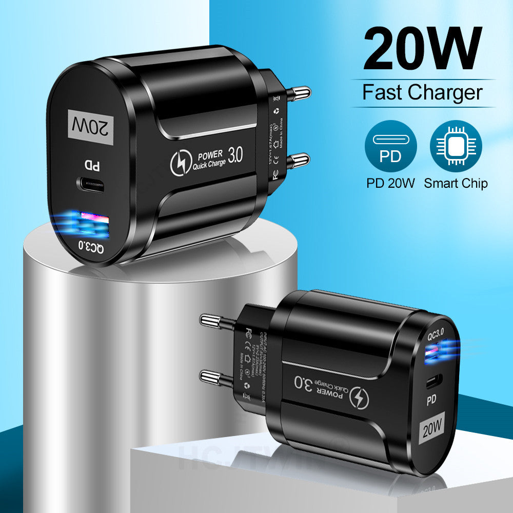 20W PD & QC 3.0 Dual-Port Fast Charger