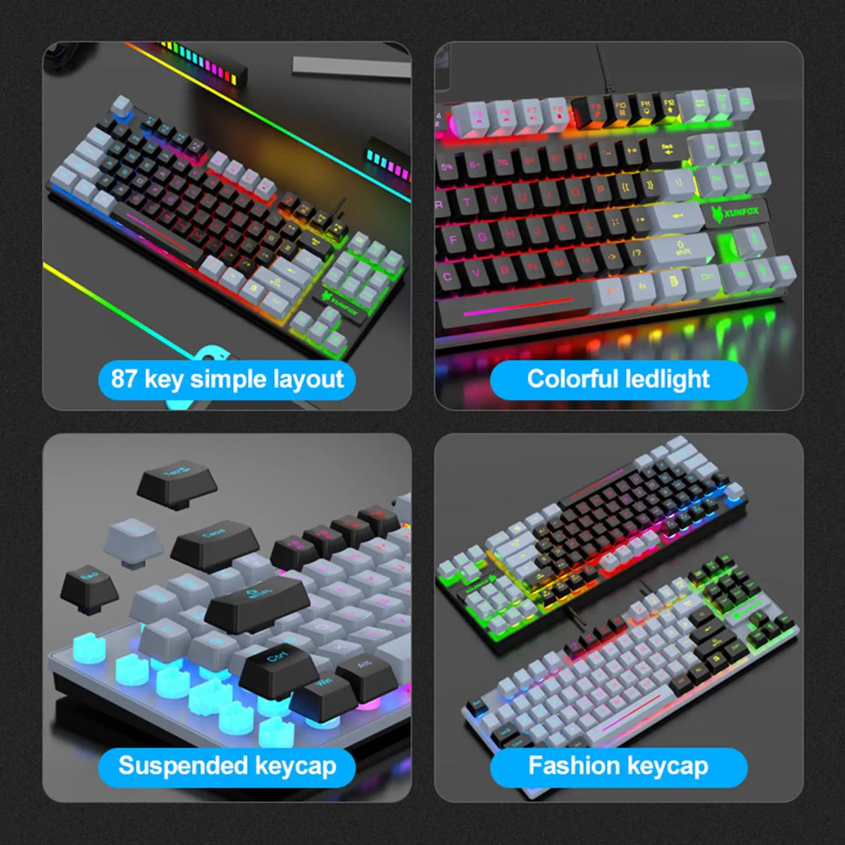 K10 87-Key LED Backlit Gaming Keyboard