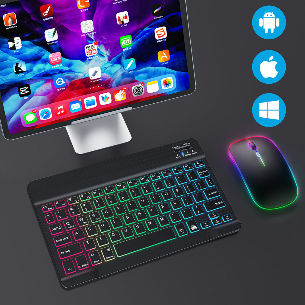 RGB Bluetooth Keyboard & Mouse Set – Rechargeable Wireless Tablet Keyboard