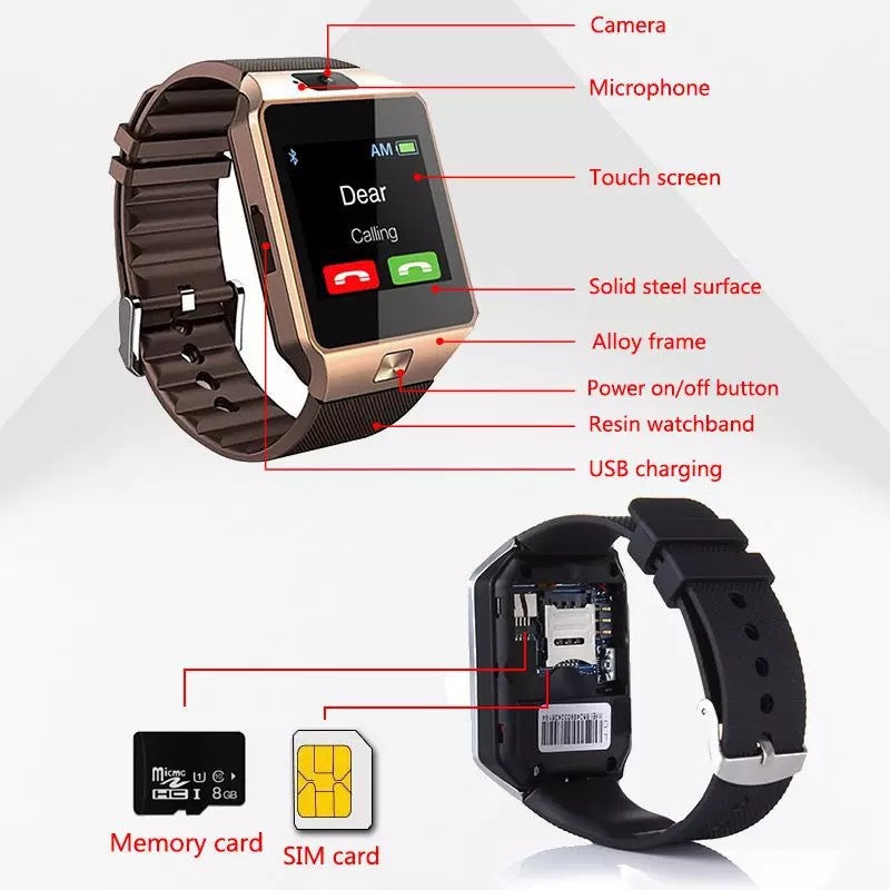 DZ09 Bluetooth Smart Watch with SIM Card Support & Camera