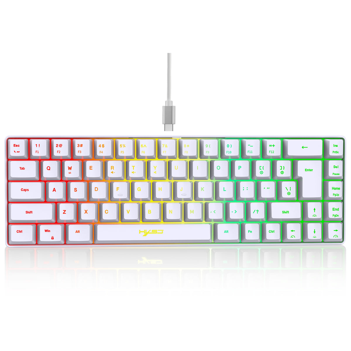 V200 68-Key Compact RGB Gaming Keyboard – Wired USB-C Membrane Keyboard
