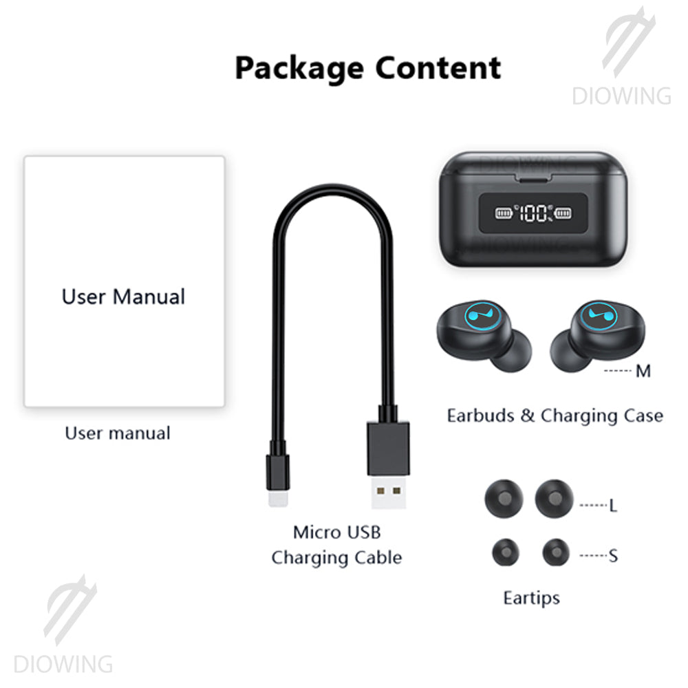 B281 Bluetooth 5.0 Wireless Earbuds with LED Display & Touch Control