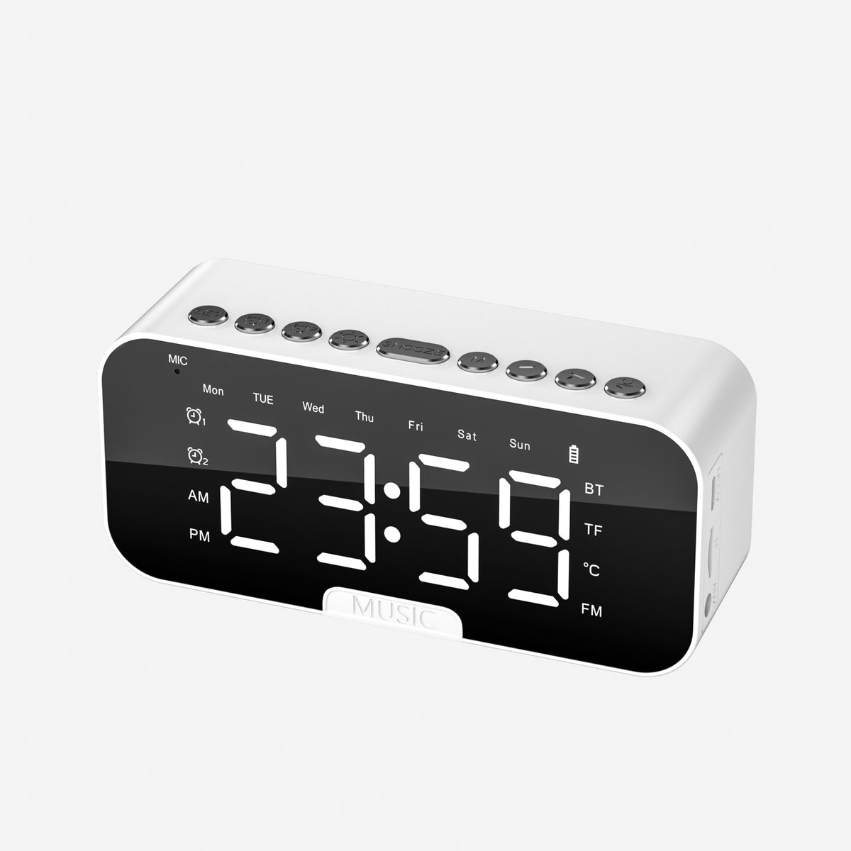 Bluetooth 5.2 Speaker with LED Alarm Clock & Phone Stand