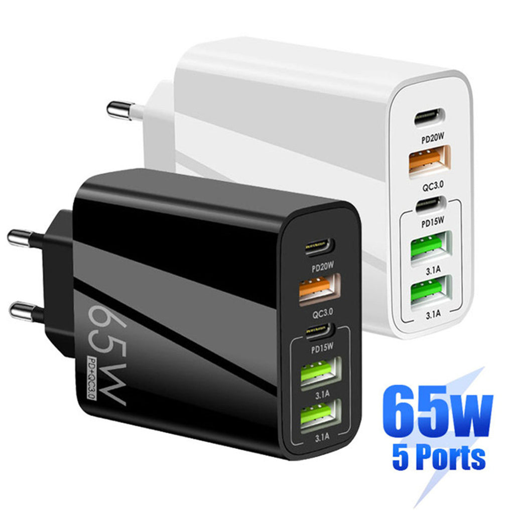 65W 5-Port USB Fast Charging Adapter – PD & QC 3.0