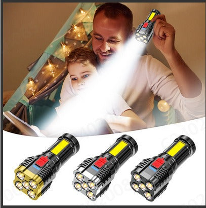 5-LED Rechargeable Flashlight with COB Side Light