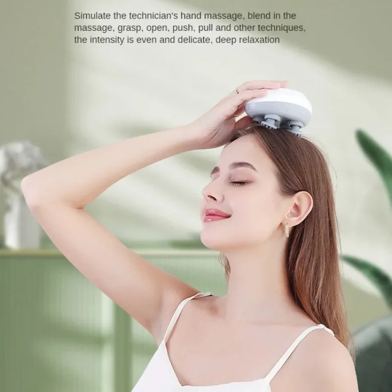 Rechargeable Electric Scalp Massager – 4-Head Deep Kneading Massage