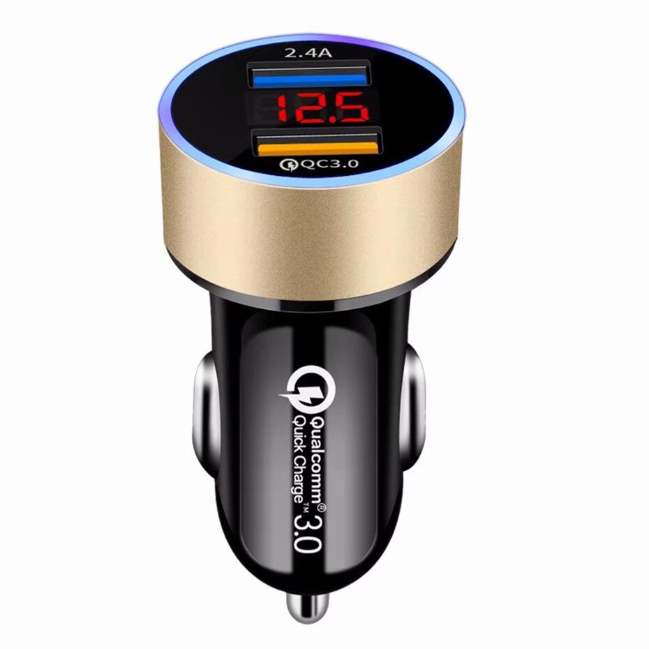 Dual USB QC3.0 Car Charger with Voltage Display