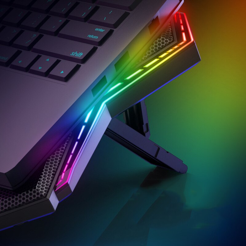 RGB Gaming Laptop Cooling Pad – 6 Fans, Adjustable Stand & LED Display