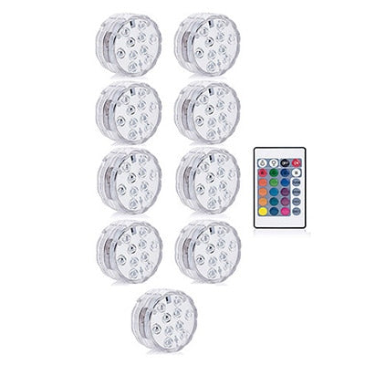 RGB Waterproof Submersible LED Lights with Remote Control