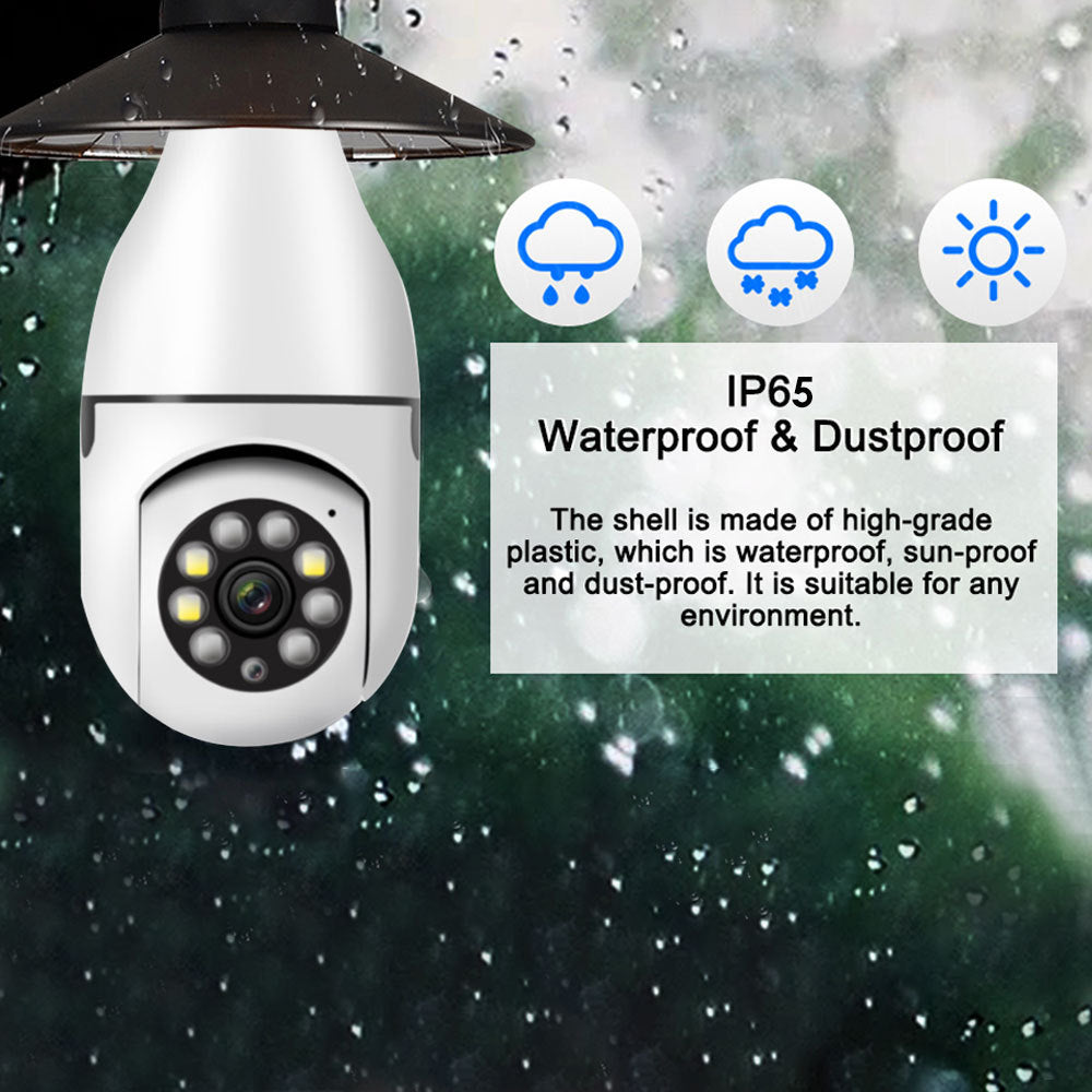 2MP Smart Wi-Fi Bulb Security Camera – Auto Tracking, Night Vision & Pan/Tilt
