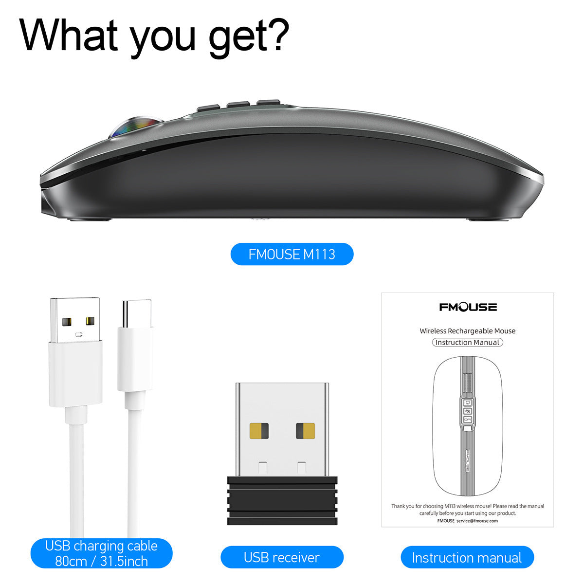 M113 Dual-Mode Wireless Rechargeable Mouse – Bluetooth 5.1 & 2.4GHz