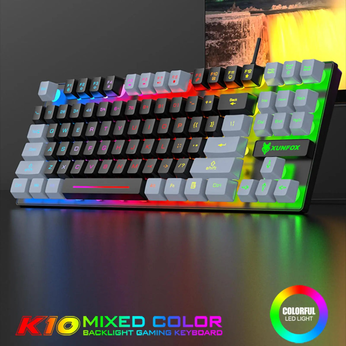 K10 87-Key LED Backlit Gaming Keyboard