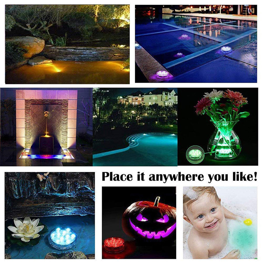 RGB Waterproof Submersible LED Lights with Remote Control