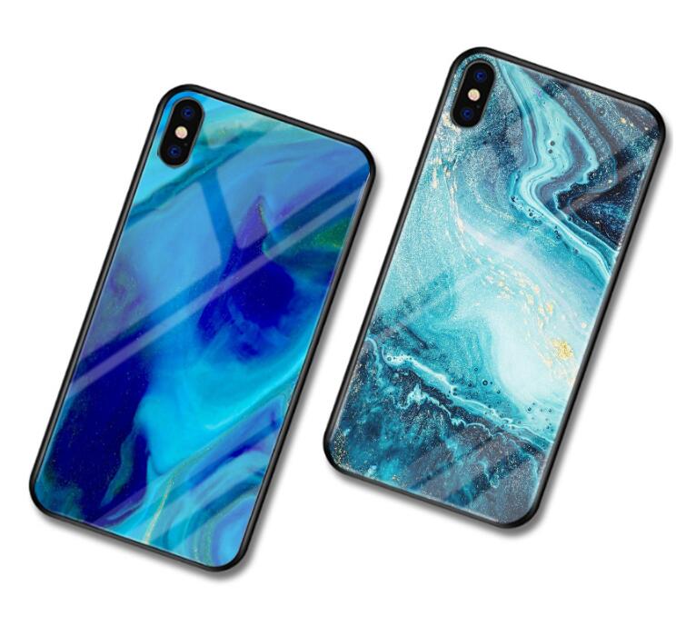 Ocean Marble Tempered Glass iPhone Case